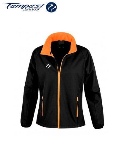 Umpires Women's Black Orange Soft Shell Jacket